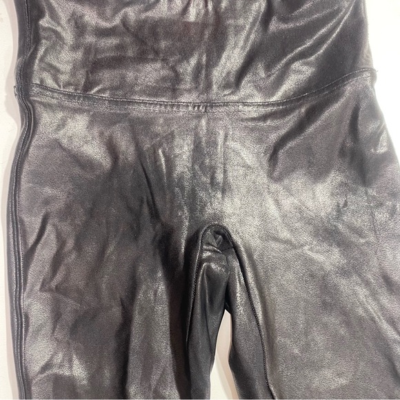 SPANX Black Metallic Faux Leather Lift Core Compression High Waist Leggings M - Picture 8 of 16